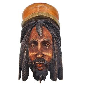 Vintage Bob Marley Rasta wood Hand carved wall hanging Hand painted Jamaica